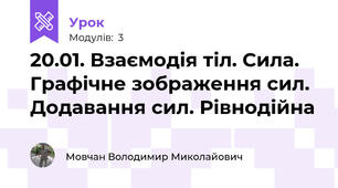 20.01. Взаємодія тіл. Сила. Графічне зображення сил. Додавання сил. Рівнодійна 