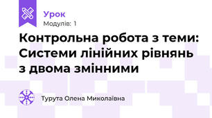 Контрольна робота з теми: Системи лінійних рівнянь з двома змінними 