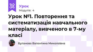 Урок №1. Повторення та систематизація навчального матеріалу, вивченого в 7-му класі