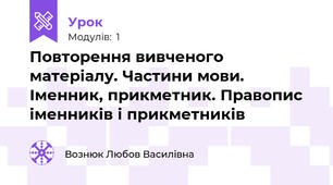 Повторення вивченого  матеріалу. Частини мови. Іменник, прикметник. Правопис іменників і прикметників