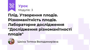 Плід. Утворення плодів. Різноманітність плодів. Лабораторне дослідження "Дослідження різноманітності плодів"