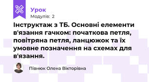Інструктаж з ТБ. Основні елементи в'язання гачком: початкова петля, повітряна петля, ланцюжок та їх умовне позначення на схемах для в'язання.