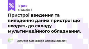 Пристрої введення та виведення даних пристрої що входять до складу мультимедійного обладнання. 