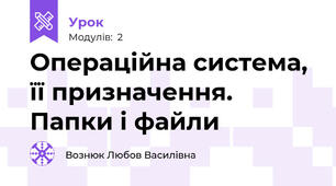 Операційна система, її призначення. Папки і файли