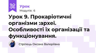 Урок 9. Прокаріотичні організми :археї. Особливості їх організації та функціонування.