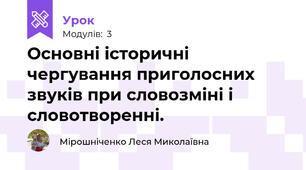 Основні історичні чергування приголосних звуків при словозміні і словотворенні. 