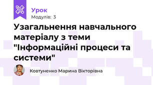 Узагальнення навчального матеріалу з теми "Інформаційні процеси та системи"