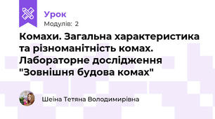 Комахи. Загальна характеристика та різноманітність комах. Лабораторне дослідження "Зовнішня будова комах"