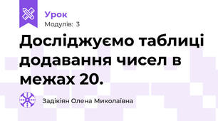 Досліджуємо таблиці додавання чисел в межах 20.