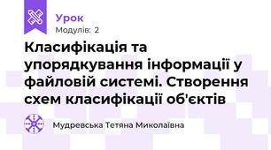 Класифікація та упорядкування інформації у файловій системі. Створення схем класифікації об'єктів 