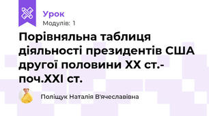 Порівняльна таблиця діяльності президентів США другої половини ХХ ст.- поч.ХХІ ст.