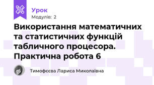 Використання математичних та статистичних функцій табличного процесора. Практична робота 6