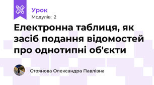 Електронна таблиця, як засіб подання відомостей про однотипні об'єкти