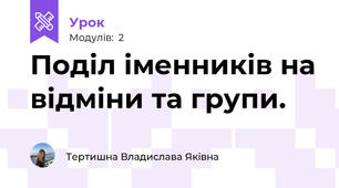 Поділ іменників на відміни та групи.