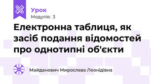 Електронна таблиця, як засіб подання відомостей про однотипні об'єкти