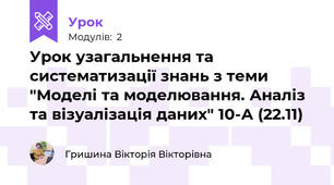 Урок узагальнення та систематизації знань з теми "Моделі та моделювання. Аналіз та візуалізація даних" 10-А (22.11)