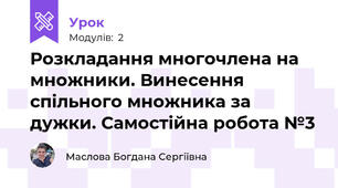 Розкладання многочлена на множники. Винесення спільного множника за дужки. Самостійна робота №3