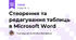 Створення та редагування таблиць в Microsoft Word
