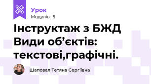 Інструктаж з БЖД Види об’єктів: текстові,графічні.