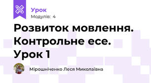 Розвиток мовлення.  Контрольне есе. Урок 1