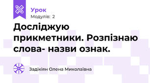 Досліджую прикметники. Розпізнаю слова- назви ознак.