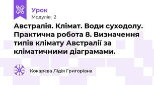 Австралія. Клімат. Води суходолу.  Практична робота 8. Визначення типів клімату Австралії за кліматичними діаграмами.