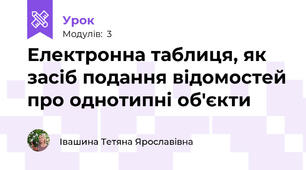 Електронна таблиця, як засіб подання відомостей про однотипні об'єкти