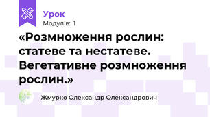 «Розмноження рослин: статеве та нестатеве. Вегетативне розмноження рослин.»