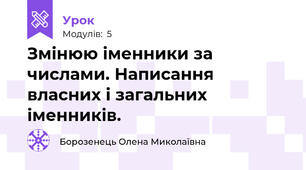Змінюю іменники за числами. Написання власних і загальних іменників.