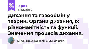 Дихання та газообмін у тварин. Органи дихання, їх різноманітність та функції. Значення процесів дихання.