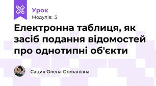 Електронна таблиця, як засіб подання відомостей про однотипні об'єкти