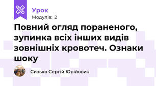 Повний огляд пораненого, зупинка всіх інших видів зовнішніх кровотеч. Ознаки шоку