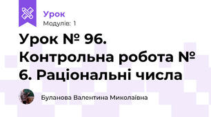 Урок № 96. Контрольна робота № 6. Раціональні числа