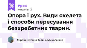 Опора і рух. Види скелета і способи пересування безхребетних тварин.  