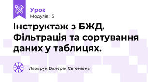 Інструктаж з БЖД.  Фільтрація та сортування даних у таблицях.