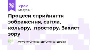 Процеси сприйняття зображення, світла, кольору,  простору. Захист зору