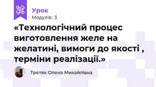 «Технологічний процес виготовлення желе на желатині, вимоги до якості , терміни реалізації.»