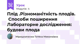 Плід .Різноманітність плодів.  Способи поширення Лабораторне дослідження: будови плода
