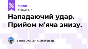 Нападаючий удар. Прийом м'яча знизу.