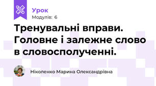 Тренувальні вправи. Головне і залежне слово в словосполученні.