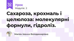 Сахароза, крохмаль і целюлоза: молекулярні формули, гідроліз.