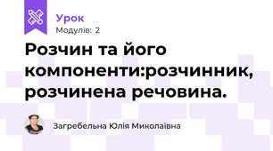 Розчин та його компоненти:розчинник, розчинена речовина.