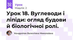 Урок 18. Вуглеводи і ліпіди: огляд будови й біологічної ролі.