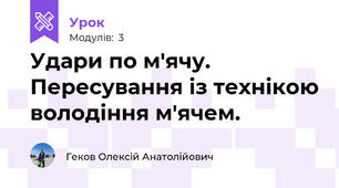 Удари по м'ячу. Пересування із технікою володіння м'ячем.