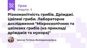 Різноманітність грибів. Дріжджі. Цвілеві гриби. Лабораторне дослідження "Мікроскопічних та цвілевих грибів (на прикладі дріжджів та мукора)"