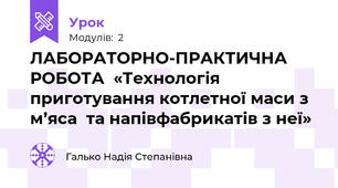 ЛАБОРАТОРНО-ПРАКТИЧНА РОБОТА  «Технологія приготування котлетної маси з м’яса  та напівфабрикатів з неї»