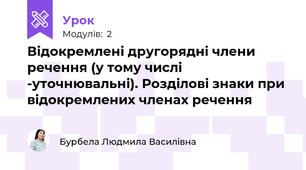 Відокремлені другорядні члени речення (у тому числі -уточнювальні). Розділові знаки при відокремлених членах речення