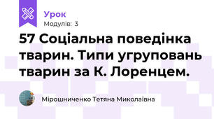 57 Соціальна поведінка тварин. Типи угруповань тварин за К. Лоренцем.