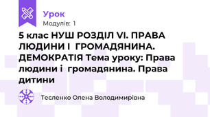 5 клас НУШ РОЗДІЛ VI. ПРАВА ЛЮДИНИ І  ГРОМАДЯНИНА. ДЕМОКРАТІЯ Тема уроку: Права людини і  громадянина. Права дитини