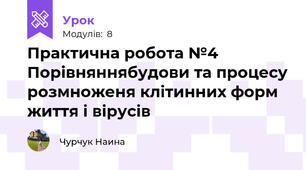 Практична робота №4 Порівняннябудови та процесу розмноженя клітинних форм життя і вірусів
